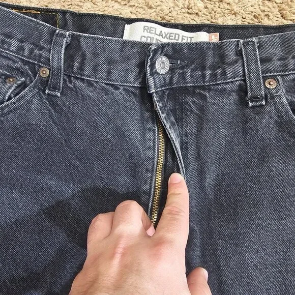 Levis 550 Relaxed Fit Taper Jeans Mens Tag 36x30 Act 35x28.5 Black Faded Wash - Picture 8 of 11